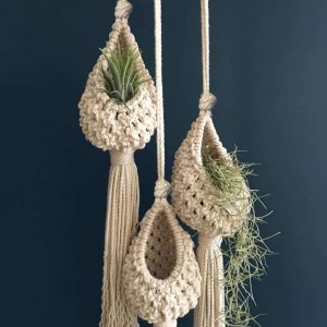 Panier pour fleurs en coton nordique suspendu