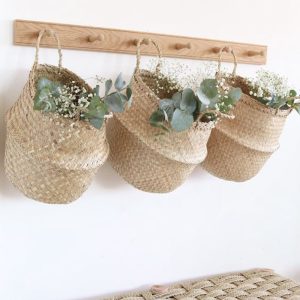 Panier de rangement en osier avec anses