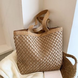 Sac à main en tissage avec fermeture éclair pour femmes
