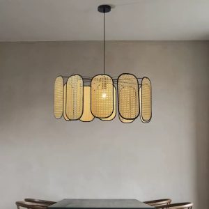 Plafonnier rotin de style rétro