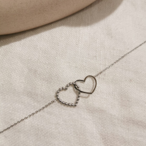 Milë&Mila – Bracelet deux coeur argenté ou doré