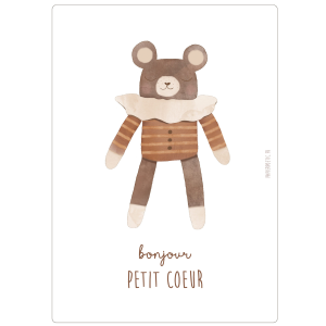 Papierpoetic – Carte naissance « Doudou ourson »