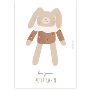 Papierpoetic – Carte naissance  » Doudou lapin »