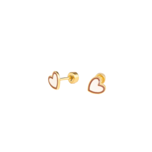Mrs Ertha – Boucles d&rsquo;oreille coeur blanc et marron