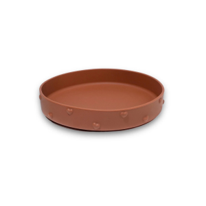 Soina – Assiette à ventouse châtaigne avec cœurs