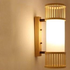 Applique murale en rotin cylindrique