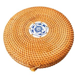 Boîte à bijoux ronde tissée en rotin