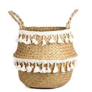 Cache pot en rotin avec dentelle style nordique