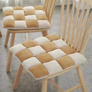 Coussin Chaise Rotin Carré avec Motifs à Carreaux