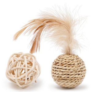 Duo de balles en rotin pour chat