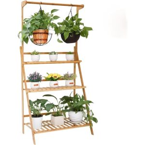 Étagère Bambou 3 Niveaux pour Plantes