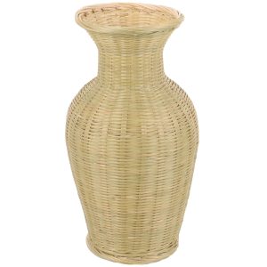 Grand Vase Effet Osier Beige et Décoratif