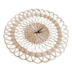 Horloge vintage tissée en rotin à piles