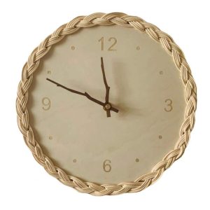 Horloge murale ronde en rotin tressé