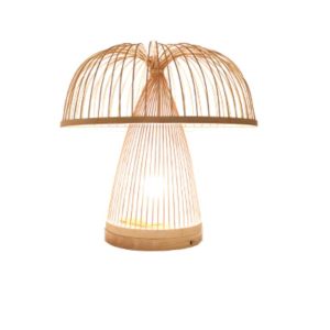 Lampadaire en rotin en forme de champignon