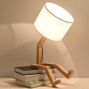 Lampe de Chevet Bois Originale en Forme de Robot