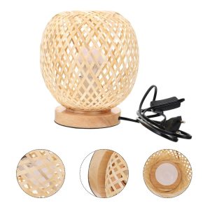 Lampe de chevet en rotin ronde