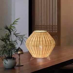 Lampe de table en bambou style pastoral chinois faite à la main