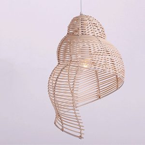 Lampe en rotin beige de conque style pastoral vintage