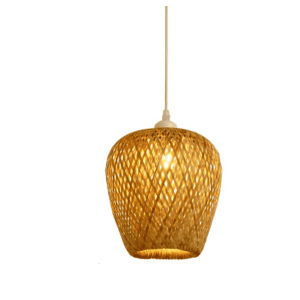Lampe suspendue rustique en rotin forme tulipe