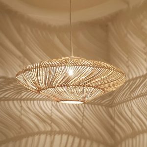 Lampe suspension rotin style chinois créatif
