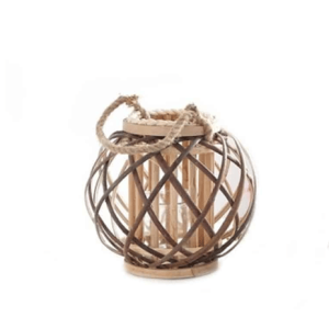 Lanterne rétro en rotin avec corde tissée