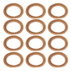 Lot de 12 Ronds de Serviette en Rotin