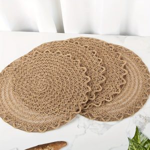 Lot de 4 Sets de Table Effet Paille Ondulés