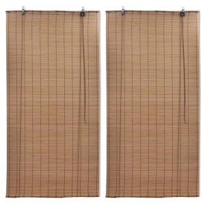 Lot de Deux Stores Bambou Occultants et Roulants