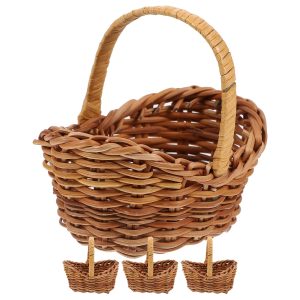 Lot de Quatre Petits Paniers Effet Osier Miniatures et Rustiques