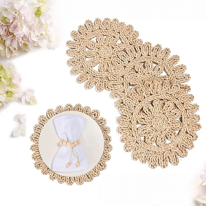 Lot de Quatre Sets de Table Effet Paille de Style Pastoral