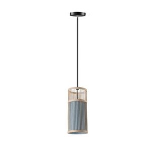 Lustre en rotin forme cylindrique
