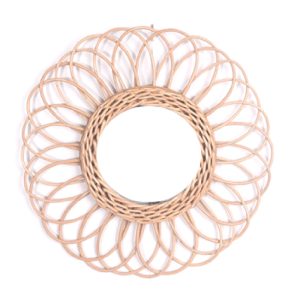 Miroir fleur spirale en rotin