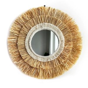 Miroir Paille Naturel et Circulaire