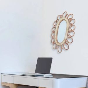 Miroir Rotin Mural de Forme Ovale