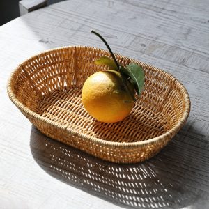 Panier de rangement de cuisine, oval, imitation rotin