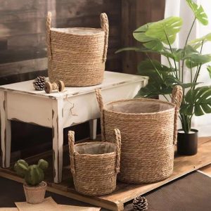 Panier de rangement en osier naturel pour jardin fleurs ou linge