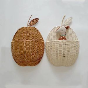 Panier de rangement en rotin Vintage en forme de pomme pour bébé