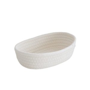 Panier de rangement ovale blanc en corde de coton tissé de style nordique