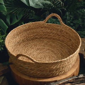 Panier rond pour chien tissé en rotin