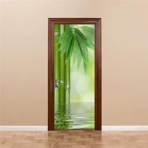 Papier Peint Bambou Vert pour Porte