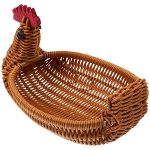 Petit Panier Effet Osier en Forme de Poule