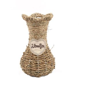 Petit vase à fleurs en rotin avec inscription d&rsquo;amour
