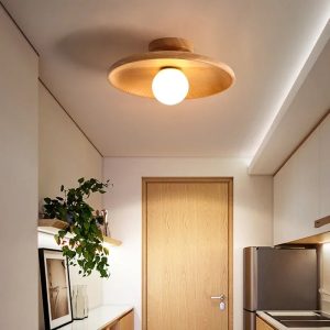 Plafonnier Bois LED Épuré au Design Nordique