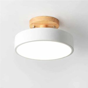 Plafonnier Bois LED Rond de Style Nordique
