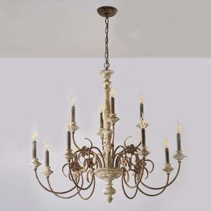 Plafonnier Bois LED de Style Chandelier