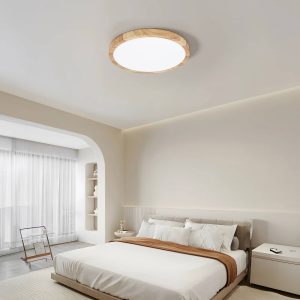 Plafonnier Effet Bois LED Rond au Design Moderne