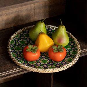Plateau Rotin à Motifs Géométriques