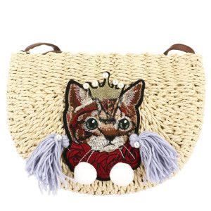 Pochette à main tissée avec chat