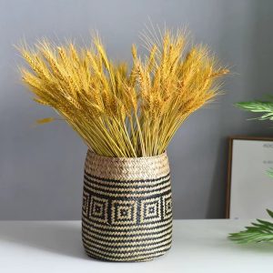 Pot de Fleur en Rotin à Motifs Géométriques